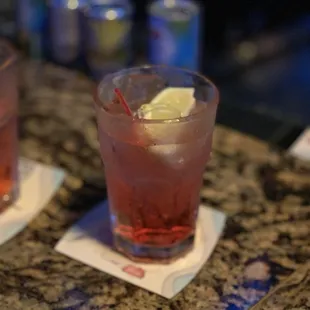 My favorite drink. Malibu Coconut Rum, Grenadine and Sprite! This drink was $8.