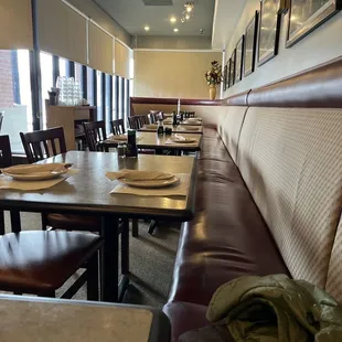 tables and chairs in a restaurant