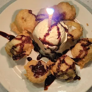 Birthday Ice Cream with fried bananas