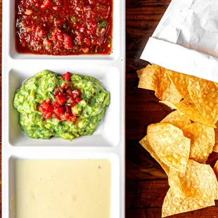 Trio Dip: Queso, Guac &amp; Salsa. The 3 best friends that anyone could have.