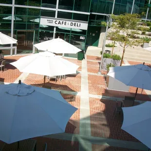 tables and umbrellas