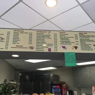 Menu as of September 29, 2016
