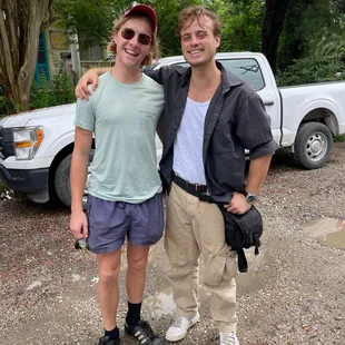 Farewell to our German volunteer Finn with installer Will.