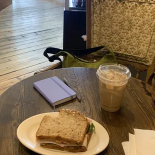 turkey club. seasonal creamsicle latte