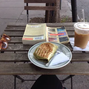 Breakfast burrito and iced coffee. Burrito is super filling for less than $5