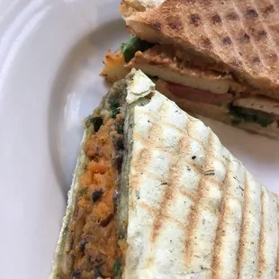 Sweet Potato Burrito, with kale, black bean hummus, chipotle aioli and toasted pumpkin seeds