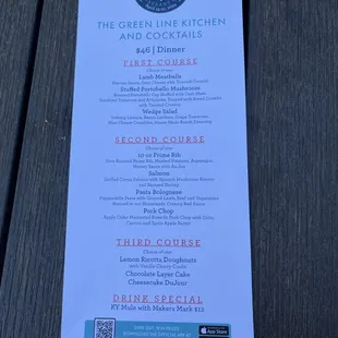 Restaurant week menu