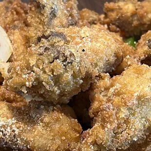 Crispy Seasoning Oyster Mushroom, greasy and ends were tough