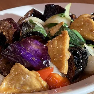 F13. Stir-Fried Eggplant with Tofu & Fresh Basil