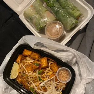 Pad thai with tofu I.E. I.E Fresh spring rolls