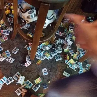 a pile of photos on the floor