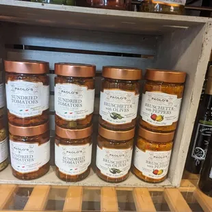 a display of olives and spices