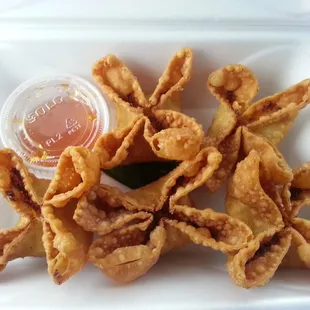 Crab Rangoon - 5 pieces, 7 bucks.  Would have preferred a little less lightening of my wallet and a little less time in the fryer.