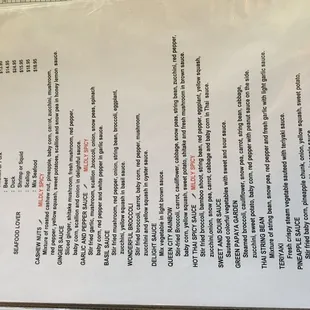 Healthy food menu