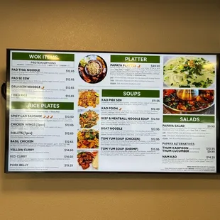 Menu as of June 2024