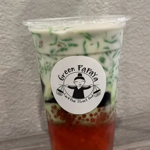 a cup of green papaya