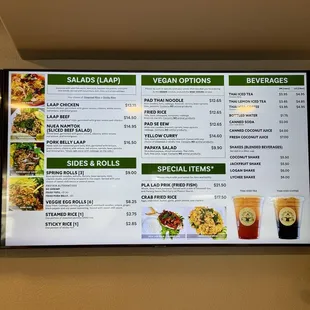 Menu as of June 2024