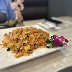 Pineapple fried rice. This had chicken and shrimp in it to. Delish