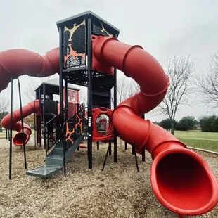 Green Park -- view of the larger of the playground structures (fire truck theme)