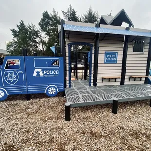View of one side of the smaller playground (police station theme)