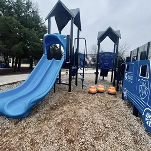 View of one end of the smaller playground (police station theme)
