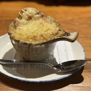 French onion soup with oddly added ham