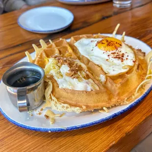 Croque Madame stuffed Waffle - yum!