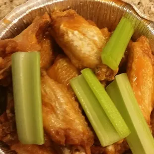 Wings with celery.
