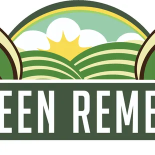 a logo with a sun in the background