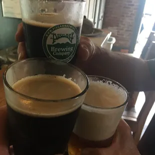 two glasses of beer