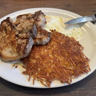Pork chops and eggs