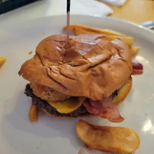 BBQ Bacon Cheeseburger (half eaten, and most of the fries were gone by the time I took a pic)
