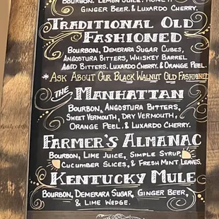Bar menu.