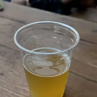 a glass of beer on a table