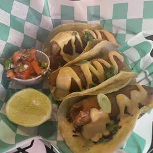 Fish tacos ( too much batter)