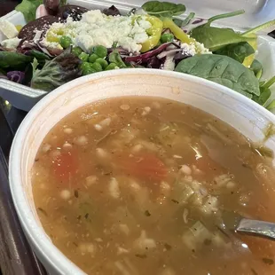 Chicken gumbo & salad I put together $17