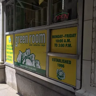 a sign on the window