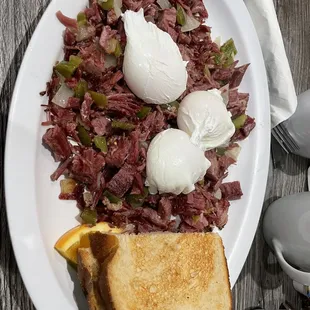 This is a photo of the corn beef and eggs which I get without potatoes