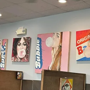 a woman blowing a bubble