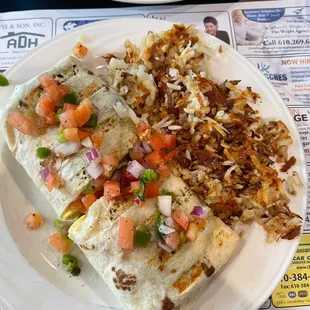 Breakfast Burrito with hash browns