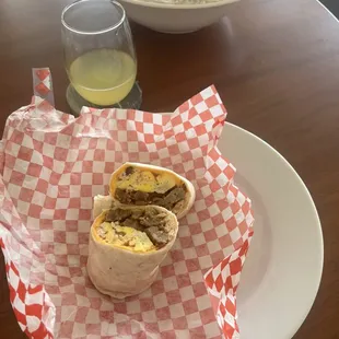 Sausage breakfast burrito