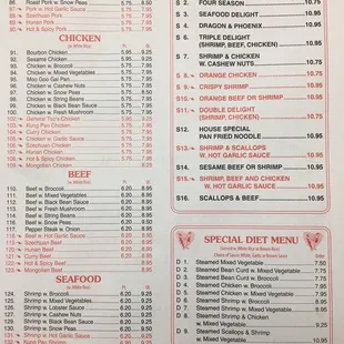 Most recent menu
