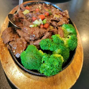 Sizzling beef.