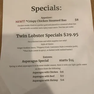 Special menu