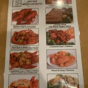 Lobster menu