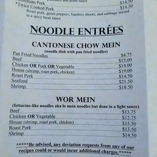 Menu as of 5/13/2022