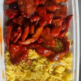 Boneless spare ribs with fried rice