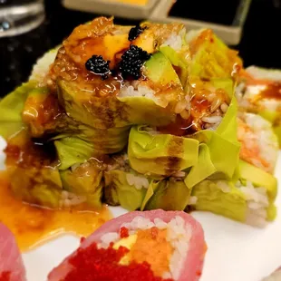 Close up Green Tea roll