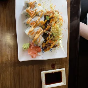 California roll &amp; Fried Salmon Roll