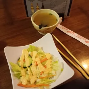 Salad with Japanese dressing.